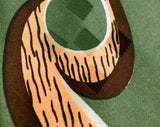 1940s Wide Tie - Sage Green Deco Print WWII 40s Swing Era Satin Mens Necktie - Spinach Chocolate Brown Apricot Peach - Circles & Swirls