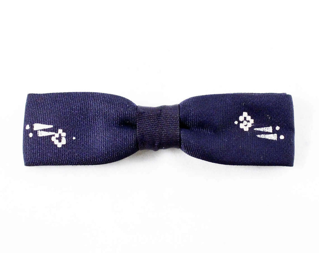 50s Boy's Bowtie - Indigo Purple Blue Deco Print Boys Bow Tie - 1940s 1950s Mid Century Child's Accessories - Cute Clip On Tie