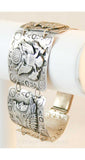 Vintage 1940s Imperialist Historic American Bracelet - Silvertone Silver Metal 40s Southwestern History - Likely Artisan Made - 38346-1