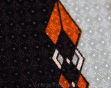 1950s Men's Square End Tie - Retro 1940s 50s Necktie - Deco Diamonds Atomic Novelty Print - Copper Brown Charcoal Gray Celadon Green Brocade