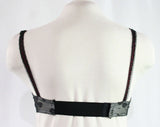 Size 36A Chantilly Lace Demi Bra - Black & Burgundy - Ribbon Details - Underwire - 1960s Femme Pin Up 60s Lingerie - Under Wire Brassiere