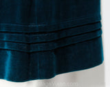 Size 4 Teal Velveteen Suit with 1930s Inspiration - French Late 1970s Paris Boutique Label - Rich Peacock Blue 70s Jacket & Skirt - Waist 25
