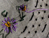 1930s 40s Embroidered Round Centerpieces - Lot of 2 Hand Sewn Lavender Purple Embroidery Linens - Doily Style Circles with Antique Hues