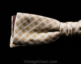 1950s Men's Bow Tie - Brown Lattice Brocade Mens 50s Skinny Bowtie - Beige Cream Ivory - Retro Haberdashery - Mid Century 50's Clip On Tie