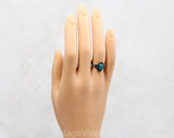 Turquoise & Sterling Ring - Size 5 1/2 Beautiful Rich Green Blue Stone - 1940s 50s Southwestern America - Bell Trading Co - 925 - 50475