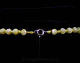 1930s Necklace - Pale Yellow Molded Glass Beads - Hand Strung - Probably 30s - May Be Later Era - Soft Hues - Spring - Summer - 42365