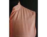 Size 6 Pink Khaki Gauze Dress & Jacket - Femme Soft Airy 80s Summer Dress With Belt - Pastel Cotton Preppy Suit - Bust 34 - Waist 26 to 31