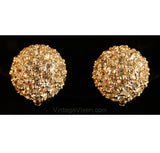 Beautiful Pavè Rhinestone Earrings by Pennino - Clip On Button Style Round - 1950s Glamour Girl Marilyn Chic - Mint Condition - 50s Pennino