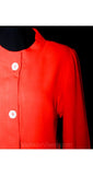 Size 10 Orange Dress - Designer Chic 1960s Linen Dress with Shell Buttons - Vivid Color Sheath - Anne Fogarty Lord & Taylor - Bust 38 -37356