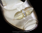 Size 5.5 Shoes - Glamour Girl 1950s Clear Lucite High Heels - Rhinestone Beehive Bows - 50s Peep Toe - Cinderella Glass Slippers - 5 1/2