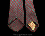 1940s 50s Houndstooth Tie - Plum & Blue Artisan HandWoven Wool by Apache Cravat - 30s 40s 1950s Mens Necktie Fringe End - Handsome Swing Era