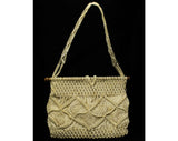 Cute Macramè Purse with Short Shoulder Strap - 70's Hippie Bag - Bohemian Summer Handbag - 1970s Boho Casual Chic - Button Style Closure