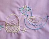 Pink Baby Outfit - Retro Top & Panty with Embroidered Ducks and Basket - Size 3 to 6 Months - Infants Summer Cotton - Bloomers - 29842-1