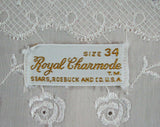 Size 8 Pale Pink 50s Embroidered Full Slip - Roses Embroidery - 1950s Lingerie - Royal Charmode - Bust 36 - Mint Condition - 41900