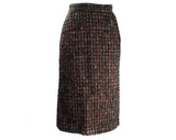 Size 4 1950s Pencil Skirt - Chic 50s 60s Shaggy Wool Plaid - Red Green Gray & Black - Terrific Secretary Style with Pocket - Waist 24.5