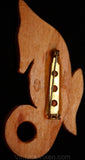 Vintage 1940s Hand Carved Sea Horse Pin - Seahorse Brooch - Summer Brown Wood 40s Beachy Sea Life - Artisan - Mint Condition - 34666-1