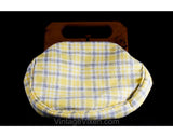 Posh 60s Plaid Bag with Extra Fabric - 1960s Custom Resort Yellow & White Preppy Purse - 60s Spring Preppie Handbag - Triminghams Bermuda