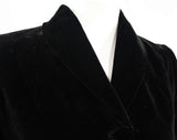 Size 8 40s Suit - 1940s Black Velveteen Jacket & Skirt with 1910s Look - Cutaway Hacking Jacket with Rounded Hem - Italian Tailor - Waist 27