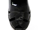 Size 6 1930s Black Shoes - Unworn As Is Peep Toe Platforms with Dovetailed Design - Beautiful Authentic 30s 40s Heels - Chic NOS Deadstock