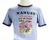 Vintage Joke Tee - Men's Medium 1970s T Shirt - Firemen Have The Longest Hoses - Vulgar Humor 70s T-Shirt - Brindled Blue - Chest 42 - 50040