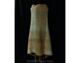 Beige & Blue Mohair Shawl - Hand Woven Woolly Boucle Yarn Wrap - Large Rectangular Shape - Couch Blanket Throw - Fuzzy Lofty Yarn Fringe