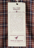 Men's Retro Western Shirt - 1970s 80s Cowboy Shirt - Wrangler Brown Plaid Cotton Mens Shirt - 70s Deadstock with Tag - Chest 39 - 50031