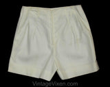 XS 1960s White Hot Pants - Ladies Size 2 Cotton Canvas Shortest Shorts - 60s Summer Retro Nautical Casual - Jackfin New York - Waist 24.5