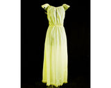 Large 1950s Nightgown - Pretty Sheer Yellow Pleated Lingerie - Filmy Ruffles - Elegant Lace - 50s Trousseau Chic - Size 14 Bust 42 Waist 34
