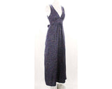 Size 8 Tweed Dress - 1970s Blue Flecked Jumper - Sleeveless Bodice - V Neck - Racer Back - Cute Fall Style - 70s Deadstock - 49723-1