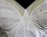 36C White Bra - Exquisite Form Fully Summer Cotton Long-Line Bustier - 3/4 Length Short Waist - NIB Deadstock - 1950s Housewife Look 36 C