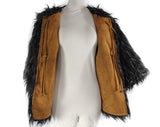 Small Bonnie Cashin 1960s Suede Jacket with Shaggy Reversible Lining - 60s Rare Design - Brown Black Gray Mod Designer Faux Fur - Bust 34.5