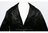 Size 6 Black Jacket - Sleek Faux Fur 1960s Cropped Blazer - Mid Century 60s Secretary Style - Winter - Glossy - Chic - Bust 38 - 31184-1