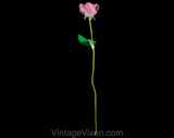 Pink Long Stemmed Roses - 1950s 60s Plastic Faux Floral Arrangement Decor - Sugared Rosy Blooms with Green Leaves and Flexible Stems - 13"