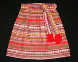 60s Girls Mini Skirt - Size 7 to 8 1960s Tweed Skirt - Mod Cute Casual Child's - Girl's Primitive Stripes With Fringed Belt - Waist 22.5