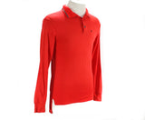 Men's XS 1960s Golf Shirt - PGA Golfing Label - Bright Red Wool Jersey Knit Long Sleeved Mens Top - 60s Preppy Golfer's Logo - Chest 36