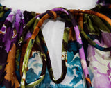 Size 18 Purple Floral Shirt - 1970s Spring Summer Hippie Top - Wearable As Maternity - Breezy Casual Blouse - Violet Olive Rust - Bust 45