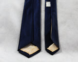 1950s Skinny Tie - Navy Blue & White Men's Tie - 50s Diagonal Herringbone Striped Satin - Arrow Point 1950's Mid Century Hipster Design