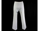 Size 6 White Pant - 70s Polyester Knit - 1970s Cheap Wide Leg Pants - Funky Town 70's Theme Party - Act III - Waist 21 to 26 - Small Medium