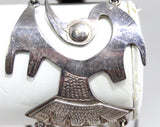 Mid Century Sterling Silver Bird Bracelet from Peru - 1950s 60s Peruvian Heron Crane - 925 Fine Silver - Stylized Carved Birds Panel - 50447