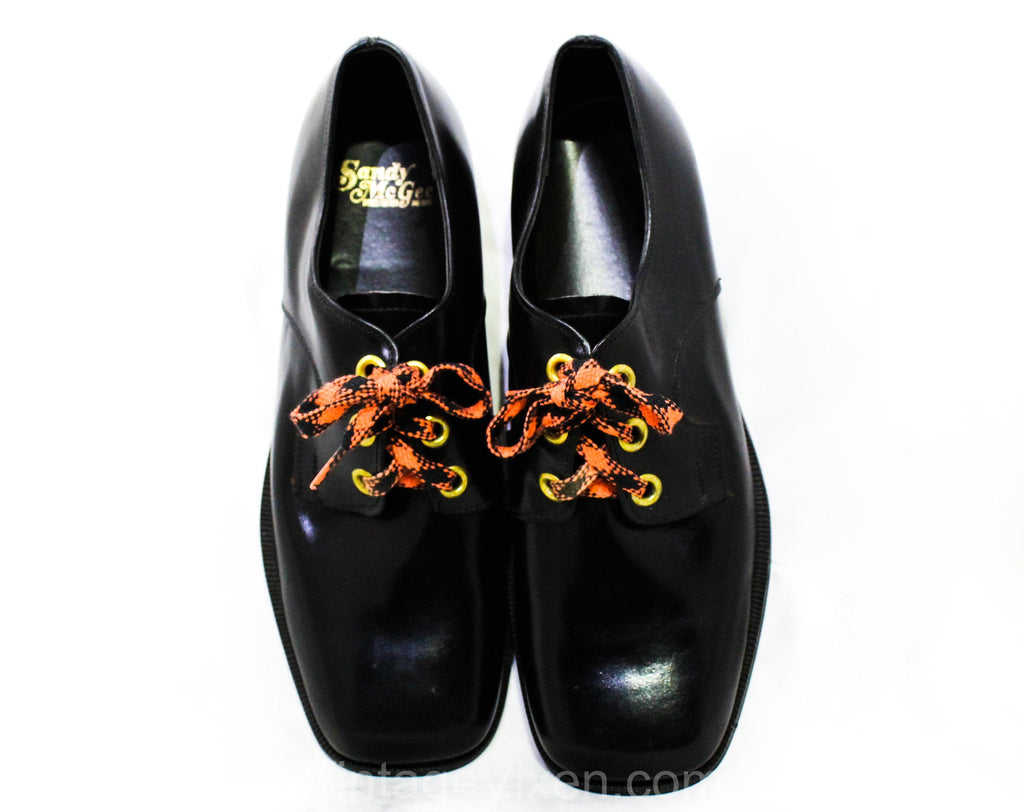 Size 9 Men's Dress Shoes - Funky 1960s 70s Black Mens Oxfords with Ora Vintage Vixen Clothing Size 9 Men's Dress Shoes - Funky 1960s 70s Black Mens Oxfords with Ora Vintage Vixen Clothing