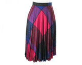 Size 8 Plaid Skirt - 1980s Retro Magenta Pink Purple & Indigo Blue Faux Wool 80s - Full Pleated Flare - Fall Winter Jeweltones - Waist 27