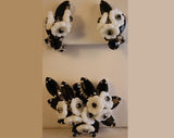 FINAL SALE Chic 1950s Designer Style Black & White Leaf Pin with Matching Earrings - 50s Molded Glass - High Quality - Unusual Demi Parure