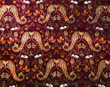1960s Cotton Print Fabric - 2.5 Yards Burgundy & Brown India Print - Continuous Yardage - 60s 70s Bohemian Grapes Angel Wings Novelty Print