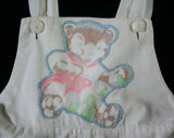 1950s Baby Bear Overall - Boy's Romper - Size 6 to 12 Months - Infants White Summer Play Outfit with Charming Applique Printed Antique Teddy