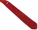 50s Red & Black Skinny Tie - 1950s MCM Rayon Brocade Necktie - Mid Century Modern 50's - Geometric Squares Pattern Brocade - Sock Hop Style