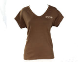 Large Sasson T Shirt - Vintage 1980s Tee - Cocoa Brown Cotton Knit - Size 12 Short Sleeve Jersey Knit T-Shirt - New York Paris - Bust 40