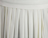 Size 6 Ivory Dress with Rainbow Smocking - Cute 60s Sleeveless Summer Dress - Blouson Bodice & Pleated Skirt - Tie Belt - Waist 25.5 - 49496