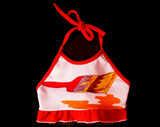 1970s Girl's Halter Top & Shorts Set - Size 4T Childs Casual Summer Play Outfit - 2 Pc Crop Top - Paintbrush Novelty Print - 70s Deadstock
