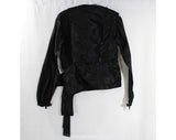 As Is Size 8 Antique Blouse - 1910s Early 1920s Black Silk Top - Shattered Weighted Silk & Gelatin Sequins - Bow Sash Waist - Bust 35