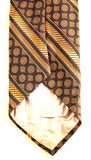 1970s Polyester Tie - Midnight Blue & Khaki 70s Necktie - Men's Neckwear - Mens 1970's Neck Tie - Medallion Pattern Brocade - 37196-1